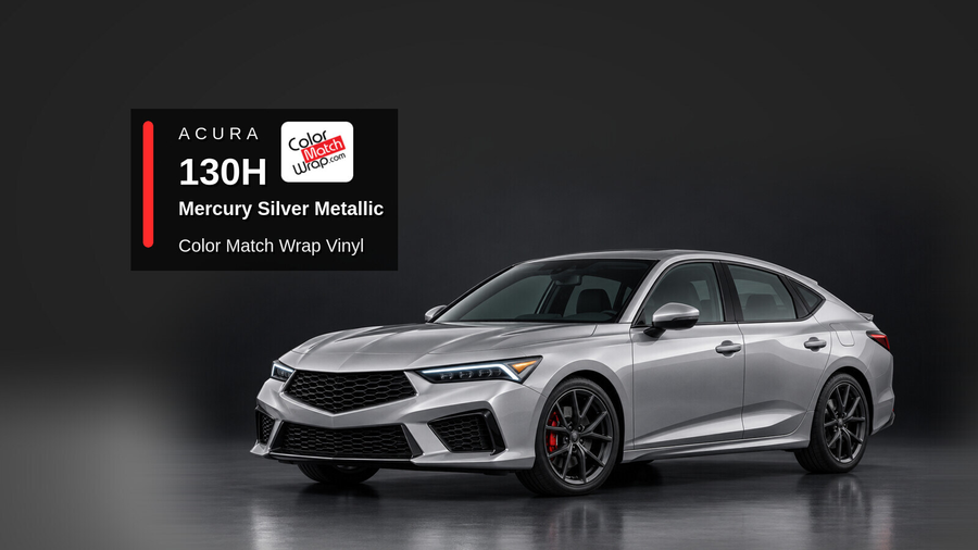 Illustrative Integra-inspired liftback in Acura 130H Mercury Silver Metallic with Color Match Wrap branding