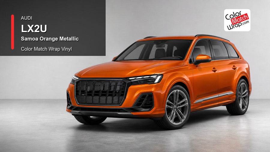 Audi LX2U Samoa Orange Metallic Color Match Wrap Vinyl generated vehicle graphic