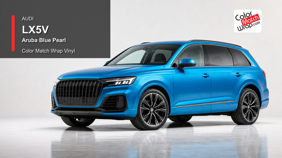 Audi LX5V Aruba Blue Pearl Color Match Wrap Vinyl generated vehicle graphic