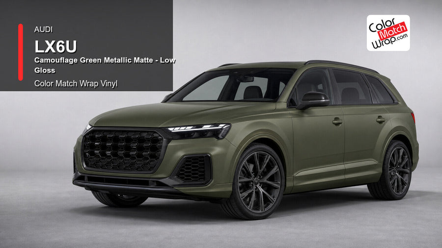 Audi LX6U Camouflage Green Metallic Matte - Low Gloss Color Match Wrap Vinyl generated vehicle graphic
