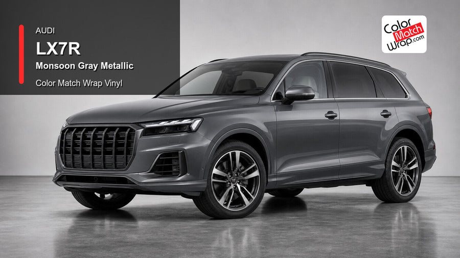 Audi LX7R Monsoon Gray Metallic Color Match Wrap Vinyl generated vehicle graphic