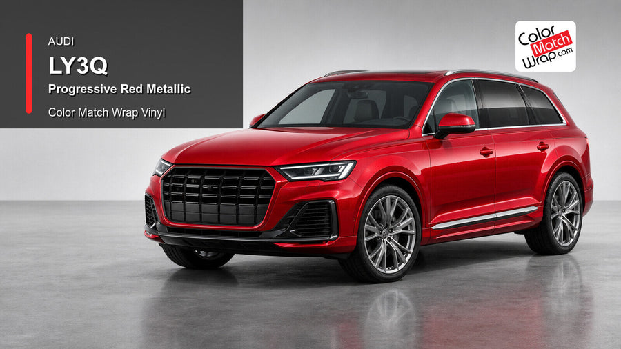Audi LY3Q Progressive Red Metallic Color Match Wrap Vinyl generated vehicle graphic