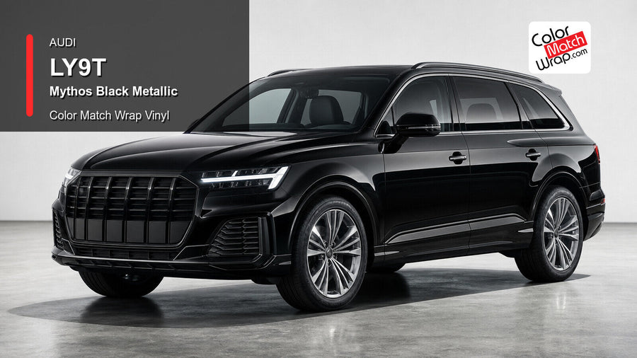 Audi LY9T Mythos Black Metallic Color Match Wrap Vinyl generated vehicle graphic