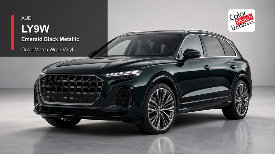 Audi LY9W Emerald Black Metallic Color Match Wrap Vinyl generated vehicle graphic