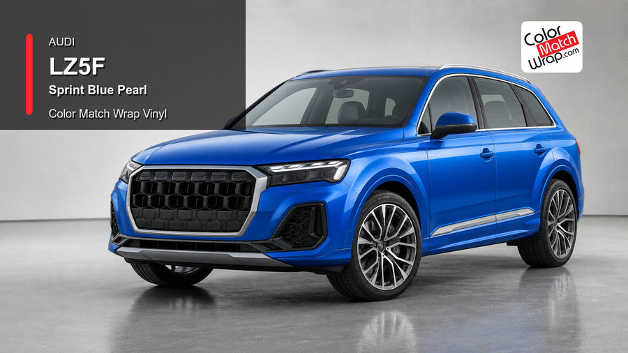 Audi LZ5F Sprint Blue Pearl Color Match Wrap Vinyl generated vehicle graphic