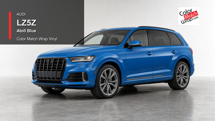 Audi LZ5Z Atoll Blue Color Match Wrap Vinyl generated vehicle graphic