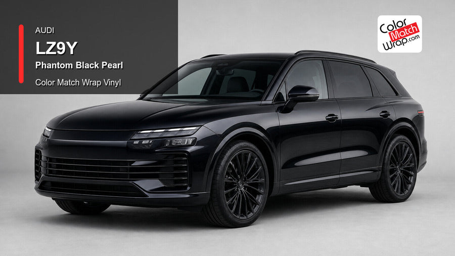 Audi LZ9Y Phantom Black Pearl Color Match Wrap Vinyl generated vehicle graphic