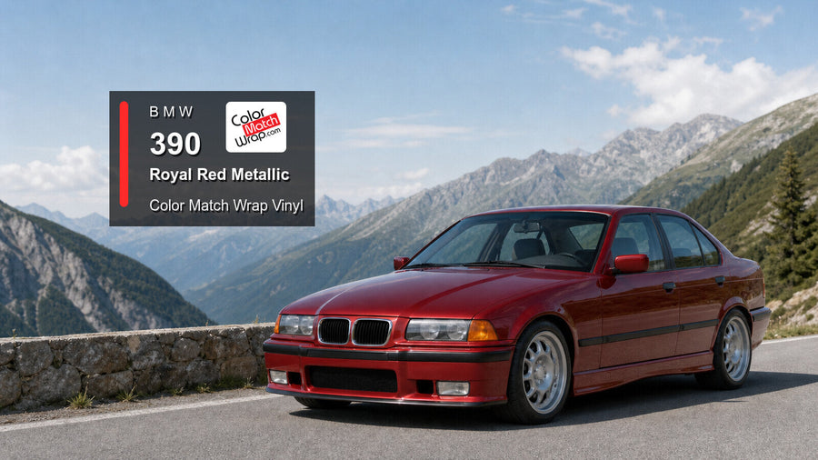 BMW 390 Royal Red Metallic Color Match Wrap vinyl