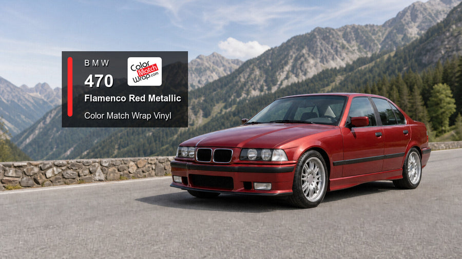 BMW 470 Flamenco Red Metallic Color Match Wrap vinyl