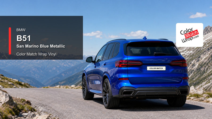 BMW B51 San Marino Blue Metallic Color Match Wrap vinyl