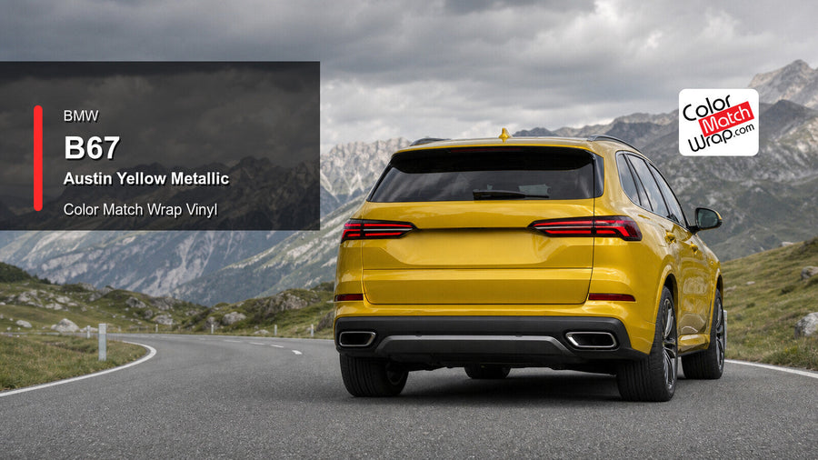BMW B67 Austin Yellow Metallic Color Match Wrap vinyl