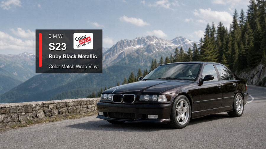 BMW S23 Ruby Black Metallic Color Match Wrap vinyl