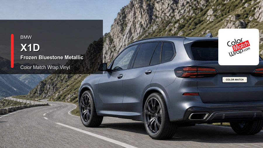 BMW X1D Frozen Bluestone Metallic Color Match Wrap vinyl