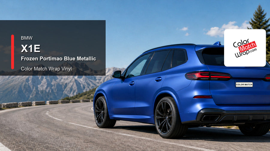 BMW X1E Frozen Portimao Blue Metallic Color Match Wrap vinyl