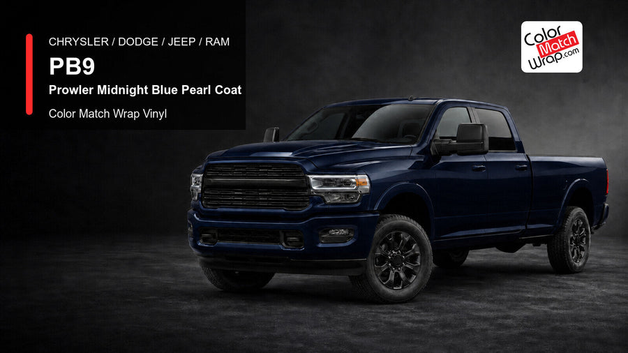 Chrysler / Dodge / Jeep / Ram PB9 Prowler Midnight Blue Pearl Coat Color Match Wrap Vinyl generated heavy-duty pickup graphic