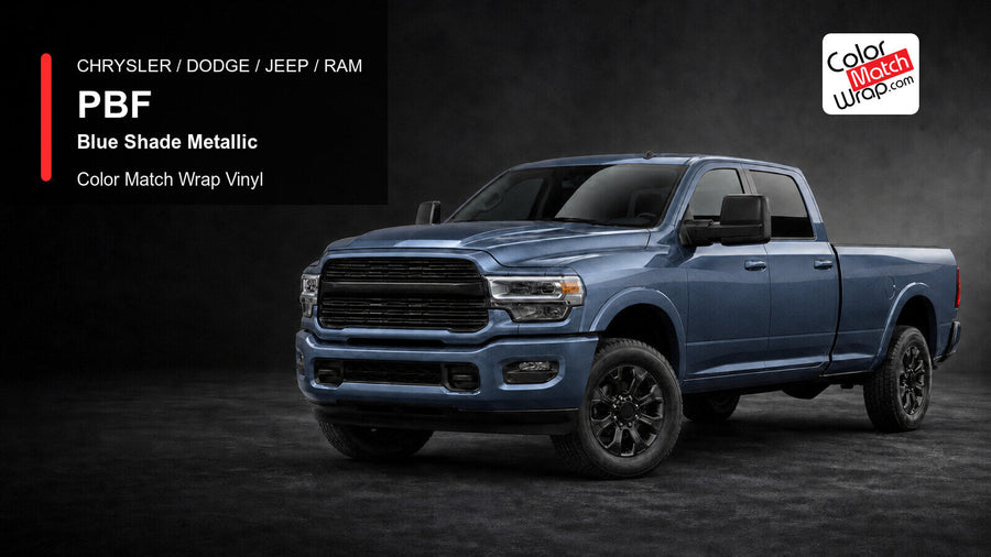 Chrysler / Dodge / Jeep / Ram PBF Blue Shade Metallic Color Match Wrap Vinyl generated heavy-duty pickup graphic