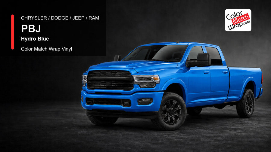 Chrysler / Dodge / Jeep / Ram PBJ Hydro Blue Color Match Wrap Vinyl generated heavy-duty pickup graphic