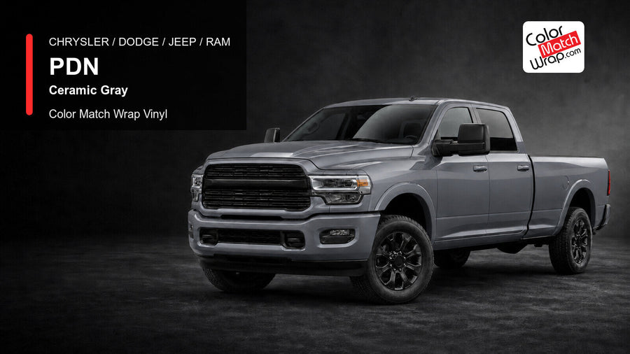 Chrysler / Dodge / Jeep / Ram PDN Ceramic Gray Color Match Wrap Vinyl generated heavy-duty pickup graphic