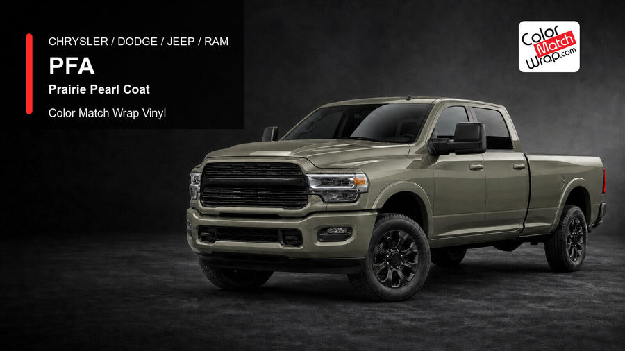 Chrysler / Dodge / Jeep / Ram PFA Prairie Pearl Coat Color Match Wrap Vinyl generated heavy-duty pickup graphic