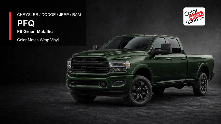 Chrysler / Dodge / Jeep / Ram PFQ F8 Green Metallic Color Match Wrap Vinyl generated heavy-duty pickup graphic