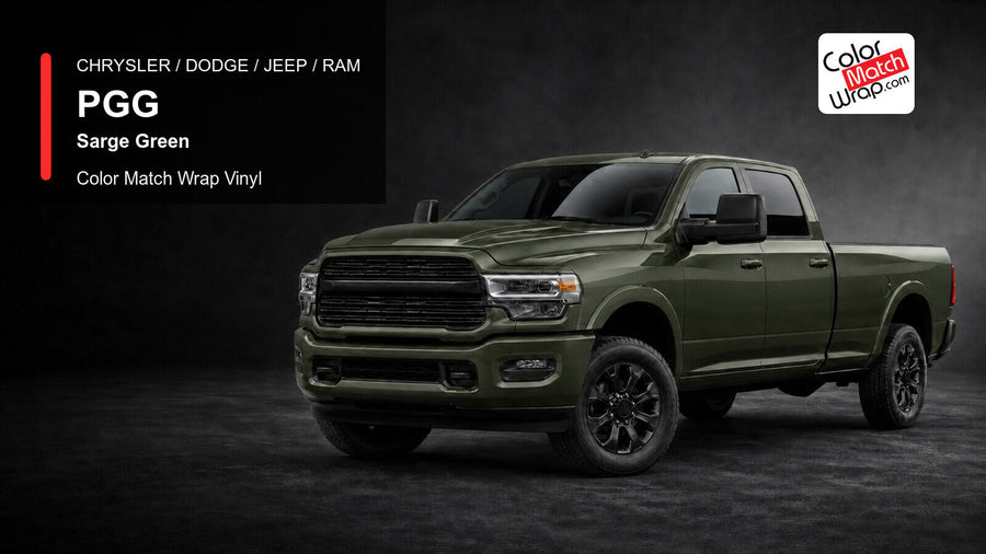 Chrysler / Dodge / Jeep / Ram PGG Sarge Green Color Match Wrap Vinyl generated heavy-duty pickup graphic