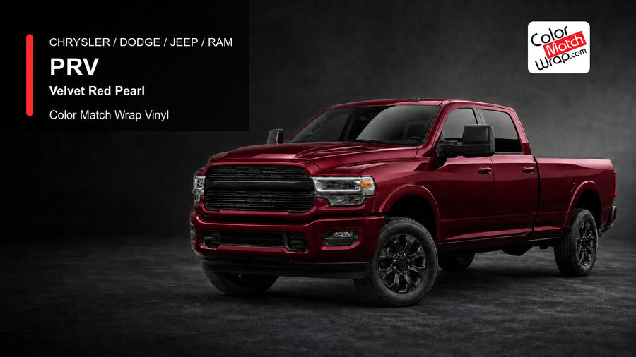 Chrysler / Dodge / Jeep / Ram PRV Velvet Red Pearl Color Match Wrap Vinyl generated heavy-duty pickup graphic