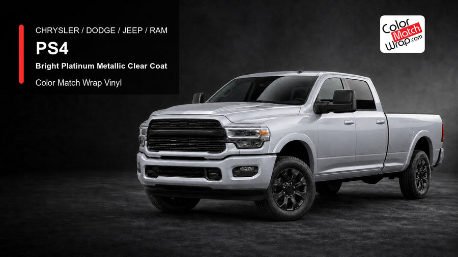 Chrysler / Dodge / Jeep / Ram PS4 Bright Platinum Metallic Clear Coat Color Match Wrap Vinyl generated heavy-duty pickup graphic