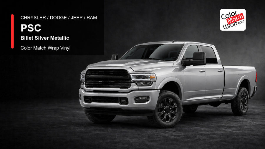 Chrysler / Dodge / Jeep / Ram PSC Billet Silver Metallic Color Match Wrap Vinyl generated heavy-duty pickup graphic