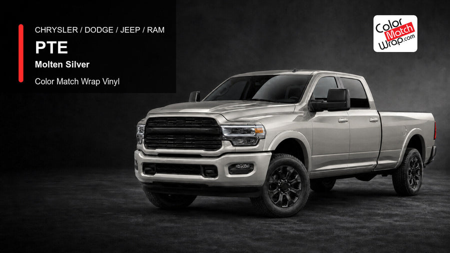 Chrysler / Dodge / Jeep / Ram PTE Molten Silver Color Match Wrap Vinyl generated heavy-duty pickup graphic