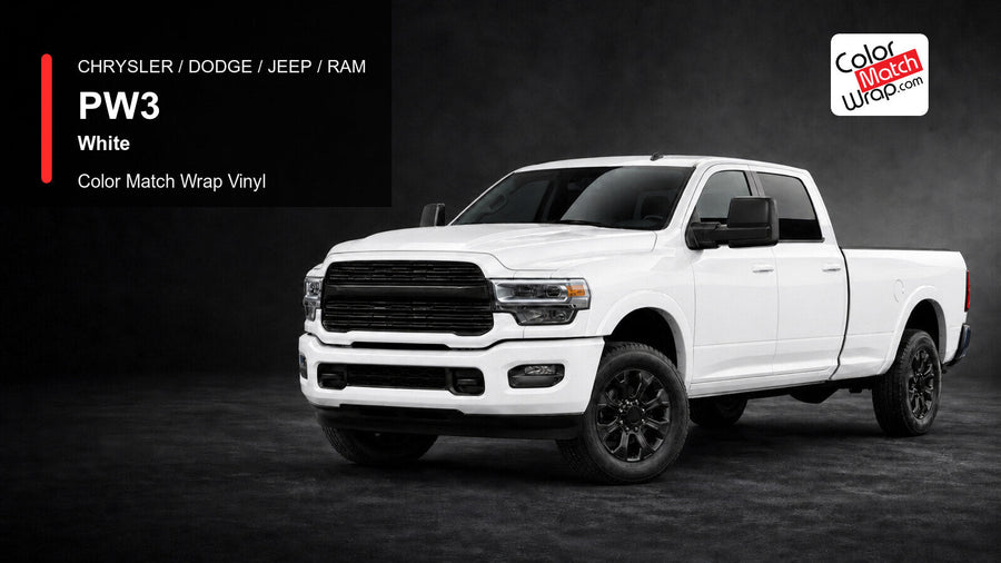 Chrysler / Dodge / Jeep / Ram PW3 White Color Match Wrap Vinyl generated heavy-duty pickup graphic