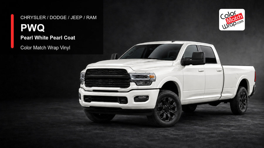 Chrysler / Dodge / Jeep / Ram PWQ Pearl White Pearl Coat Color Match Wrap Vinyl generated heavy-duty pickup graphic