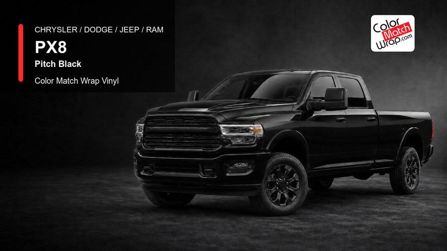 Chrysler / Dodge / Jeep / Ram PX8 Pitch Black Color Match Wrap Vinyl generated heavy-duty pickup graphic