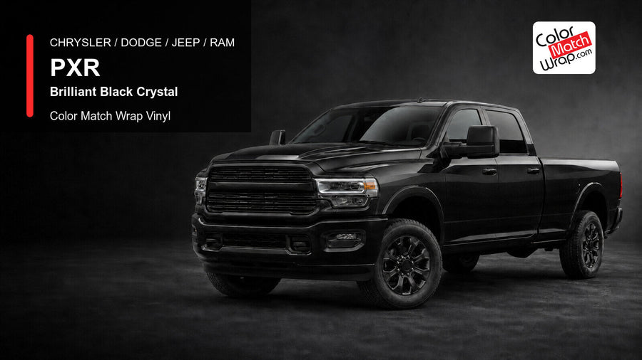 Chrysler / Dodge / Jeep / Ram PXR Brilliant Black Crystal Color Match Wrap Vinyl generated heavy-duty pickup graphic