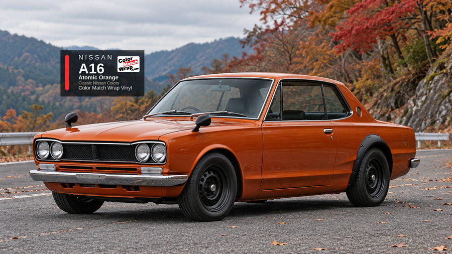 Nissan A16 Atomic Orange Color Match Wrap vinyl