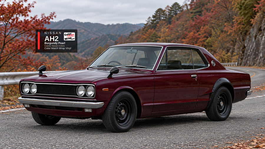 Nissan AH2 Burgundy Pearl Color Match Wrap vinyl
