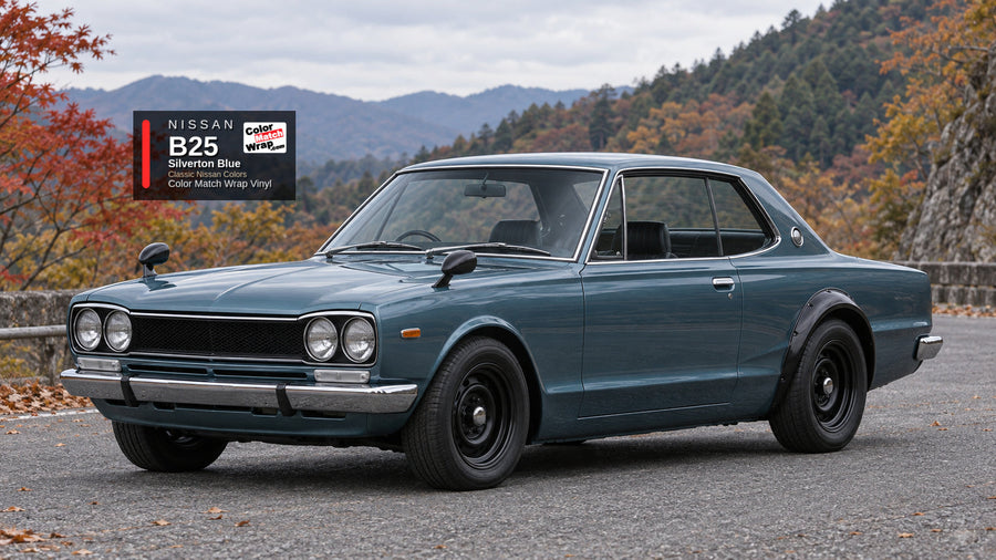 Nissan B25 Silverton Blue Color Match Wrap vinyl