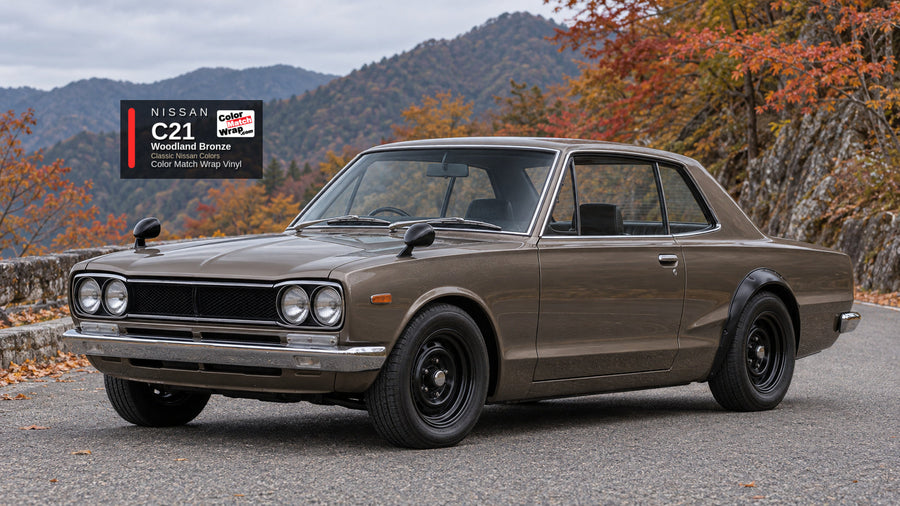 Nissan C21 Woodland Bronze Color Match Wrap vinyl