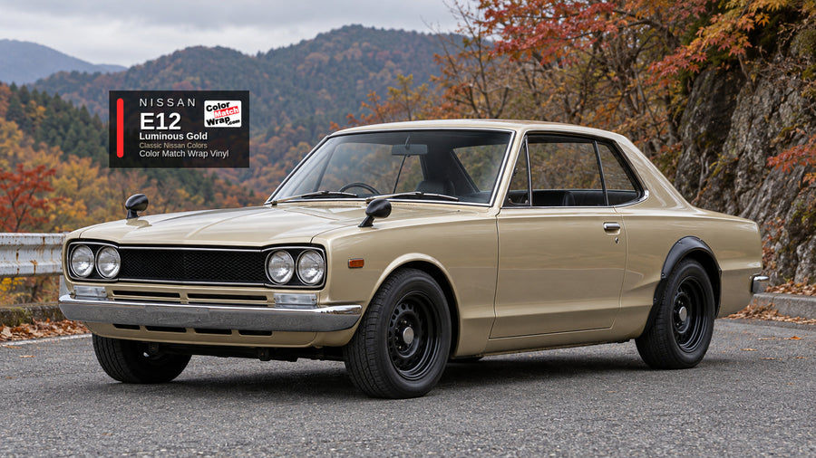 Nissan E12 Luminous Gold Color Match Wrap vinyl