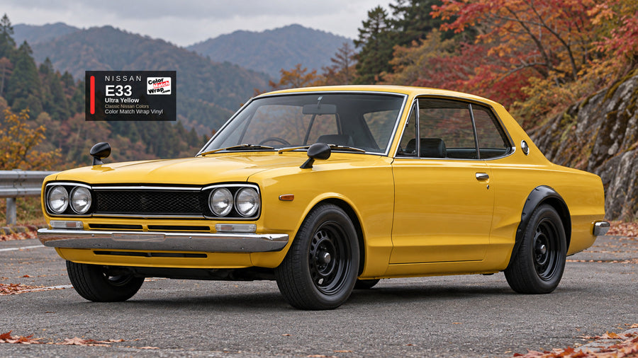 Nissan E33 Ultra Yellow Color Match Wrap vinyl