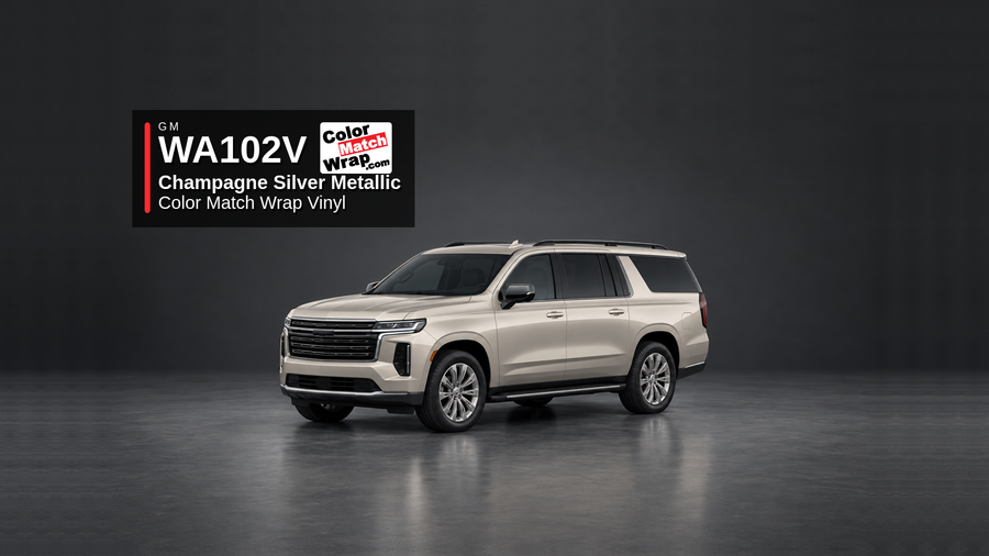 GM WA102V / GWT Champagne Silver Metallic Color Match Wrap Vinyl generated SUV graphic