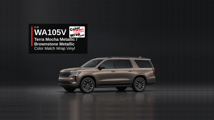 Generic full-size SUV in GM WA 105V Terra Mocha Metallic and Brownstone Metallic with Color Match Wrap vinyl article branding