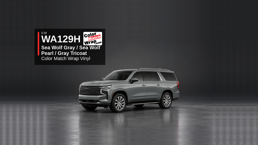 GM WA129H / GXA Sea Wolf Gray / Sea Wolf Pearl / Gray Tricoat Color Match Wrap Vinyl generated SUV graphic