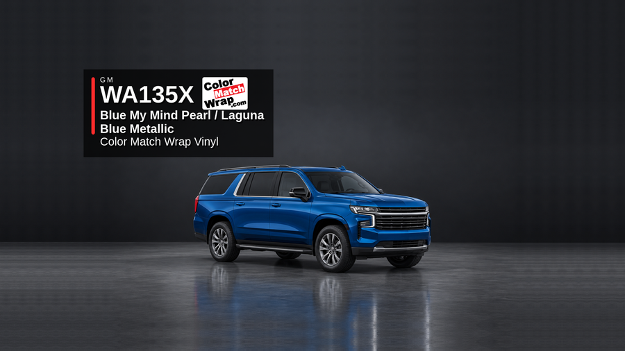 GM WA135X / G7H Blue My Mind Pearl / Laguna Blue Metallic Color Match Wrap Vinyl generated SUV graphic