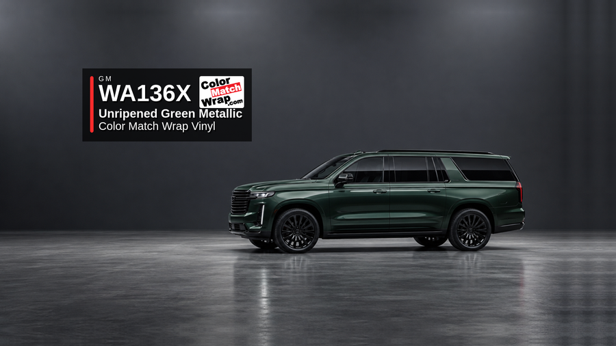 GM WA136X / G7J Unripened Green Metallic / Rainforest Green / Lime Rock Green Color Match Wrap Vinyl generated SUV graphic