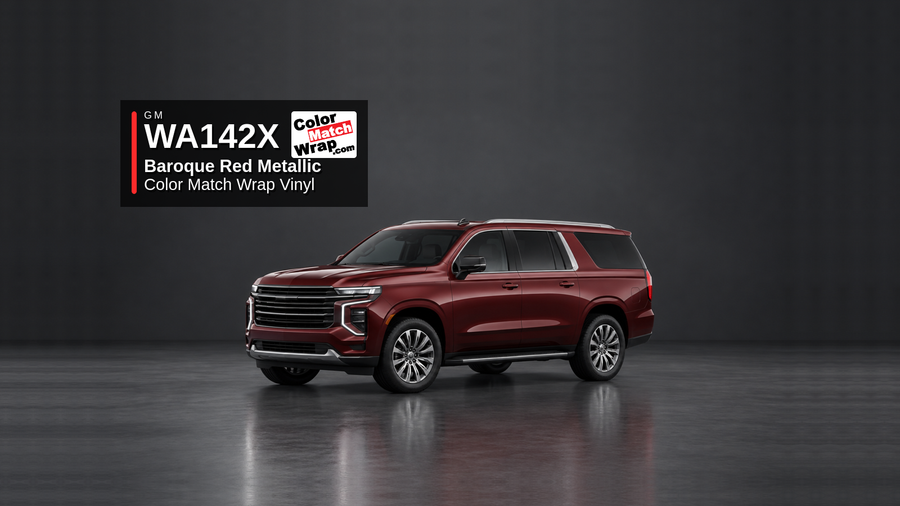 GM WA142X / G7T Baroque Red Metallic Color Match Wrap Vinyl generated SUV graphic