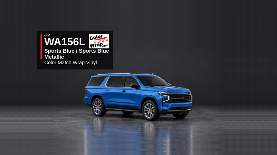GM WA156L Sports Blue / Sports Blue Metallic Color Match Wrap Vinyl generated SUV graphic