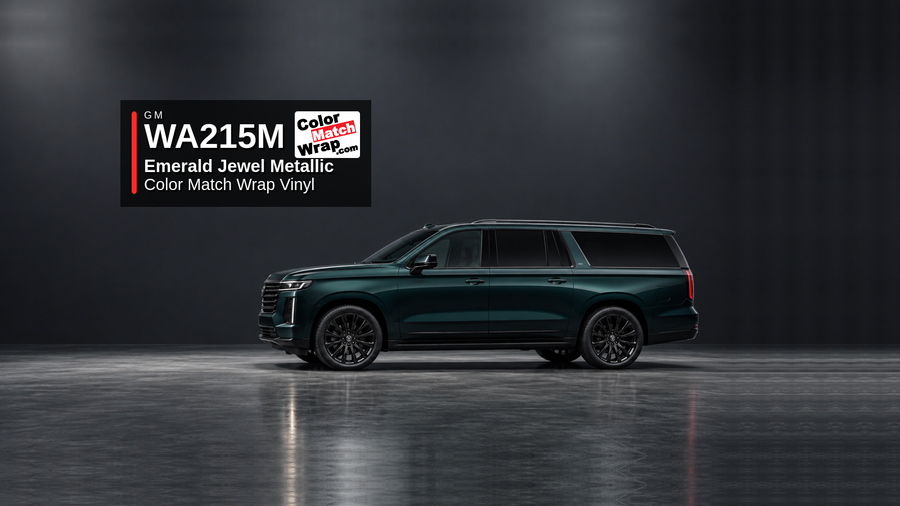 GM WA215M / 38 Emerald Jewel Metallic / Forest Green / Tamarack Green Metallic Color Match Wrap Vinyl generated SUV graphic