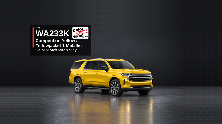 GM WA233K / GBK Competition Yellow / Yellowjacket 1 Metallic Color Match Wrap Vinyl generated SUV graphic