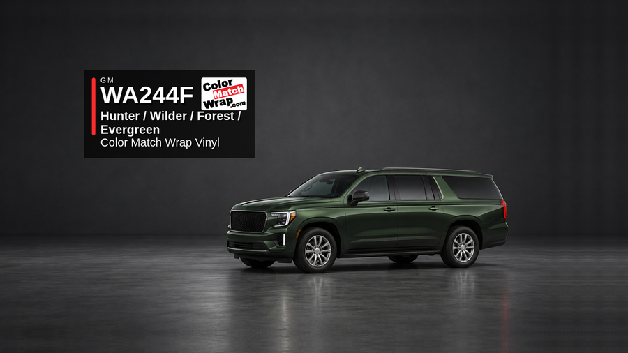 GM WA244F / GED Hunter / Wilder / Forest / Evergreen Color Match Wrap Vinyl generated SUV graphic
