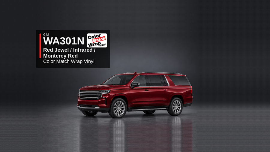 GM WA301N / 80 Red Jewel / Infrared / Monterey Red Color Match Wrap Vinyl generated SUV graphic